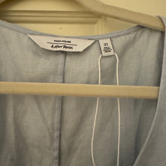 & Other Stories Sky Blue Midi Dress with Puff Sleeves - Picture 2 of 5